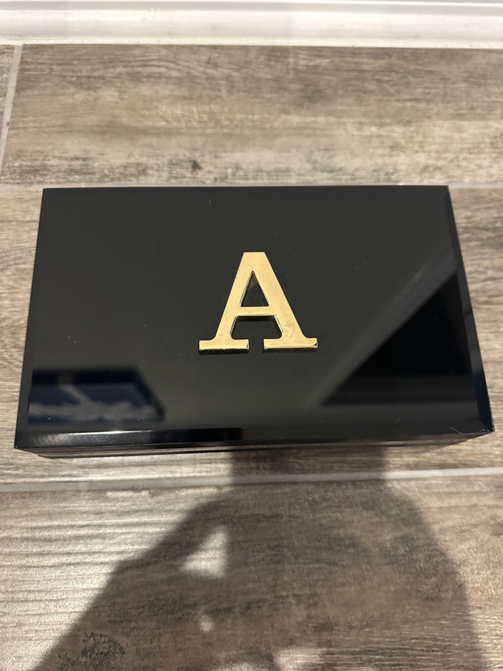 Nordstrom Black Jewelry Box with Gold Letter A